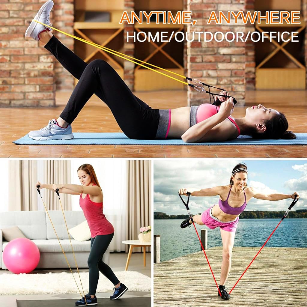 Proberos Resistance Tube Kit for Men, Women with Carrying Bag, Resistance Bands Set for Exercise, Stretching and Workout Toning Tube Kit with Foam Handles, Door Anchor, Ankle Strap Proberos Resistance Tube Kit for Men, Women with Carrying Bag, Resistance Bands Set for Exercise, Stretching and Workout Toning Tube Kit with Foam Handles, Door Anchor, Ankle Strap